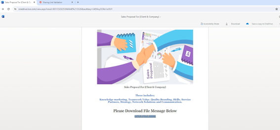 &nbsp; Figure 2: “<i>Sales Proposal” Office Word document hosted on onedrive.live.com</i>