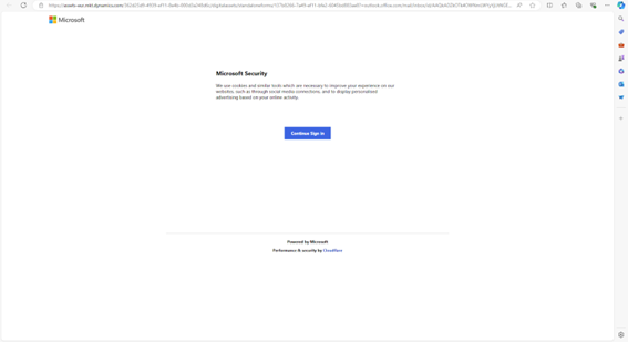 <i>Microsoft 365 Outlook “second step” – a spoofed M365 login page</i>